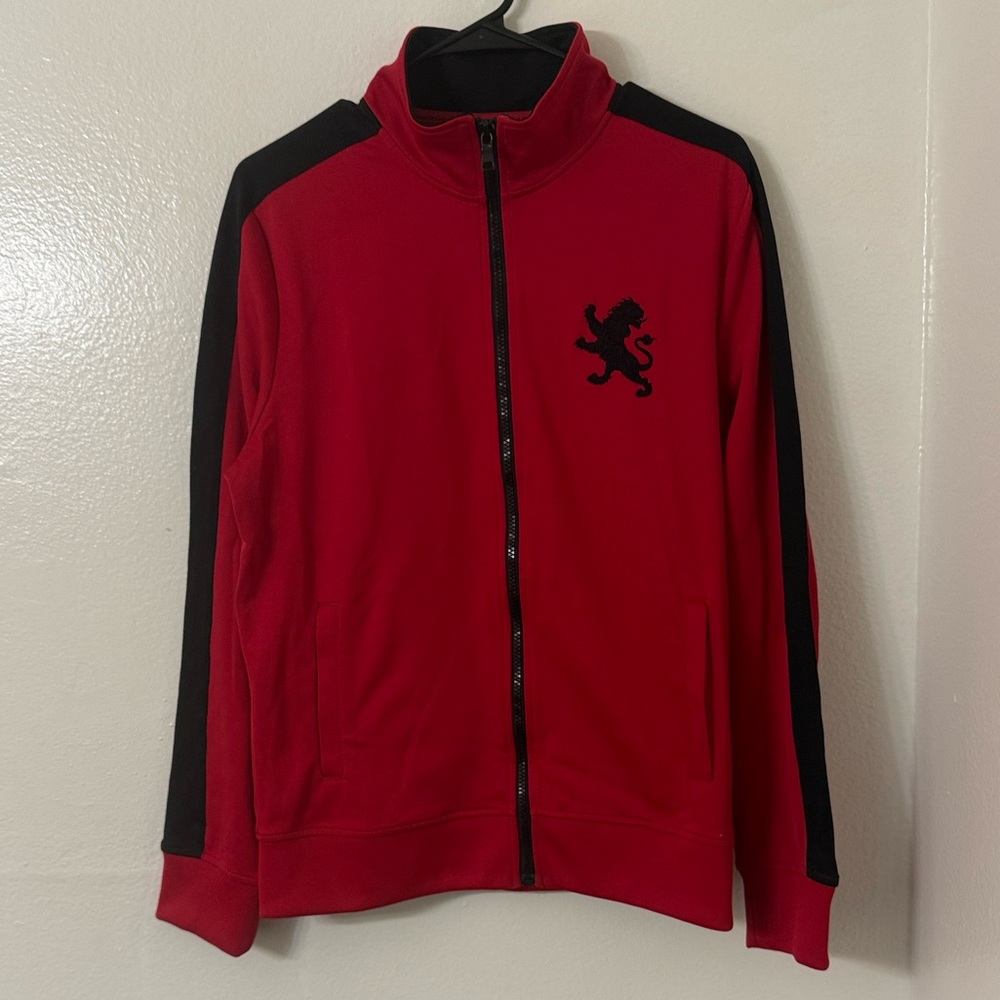 Used: Express Red and Black Performance Track Jacket - Size S-M